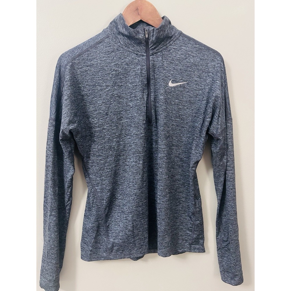 Nike Running Pullover Women S Gray Dri-Fit 1/4 Zip Long Sleeve Athletic‎ Top